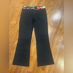 Poleci Black Flare Pants with adorable colorful waistband. From Anthropologie.